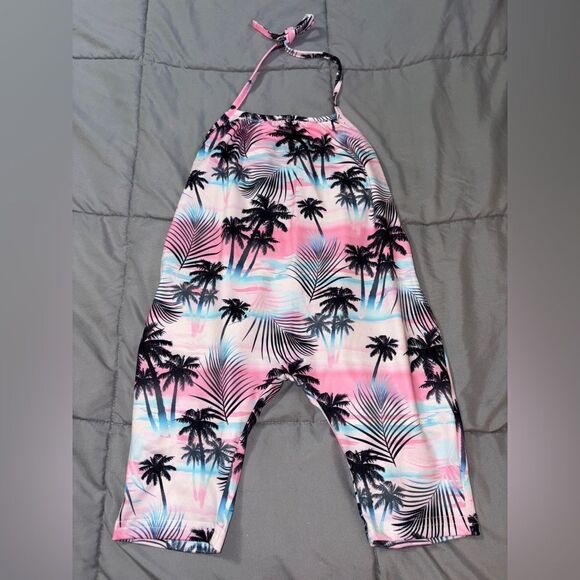 1-2y girls palm tree pink super soft romper like new - Picture 1 of 2
